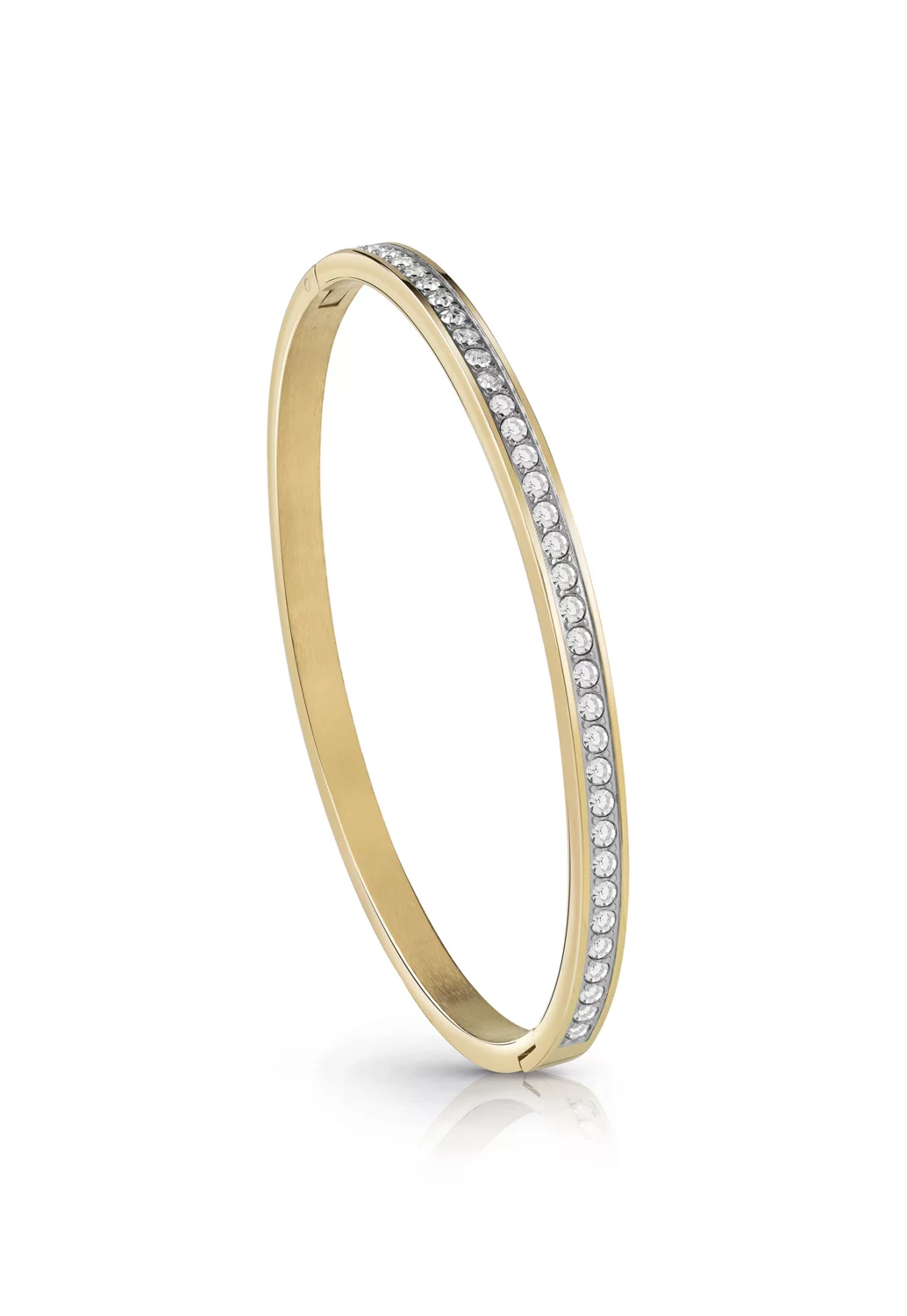 Dámsky bangle Guess Pavé — zlatý s kryštálmi v jednom rade