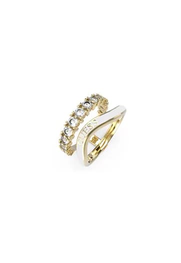 Dámsky prsteň Guess Crystal Crossover — bicolor zlato-strieborný